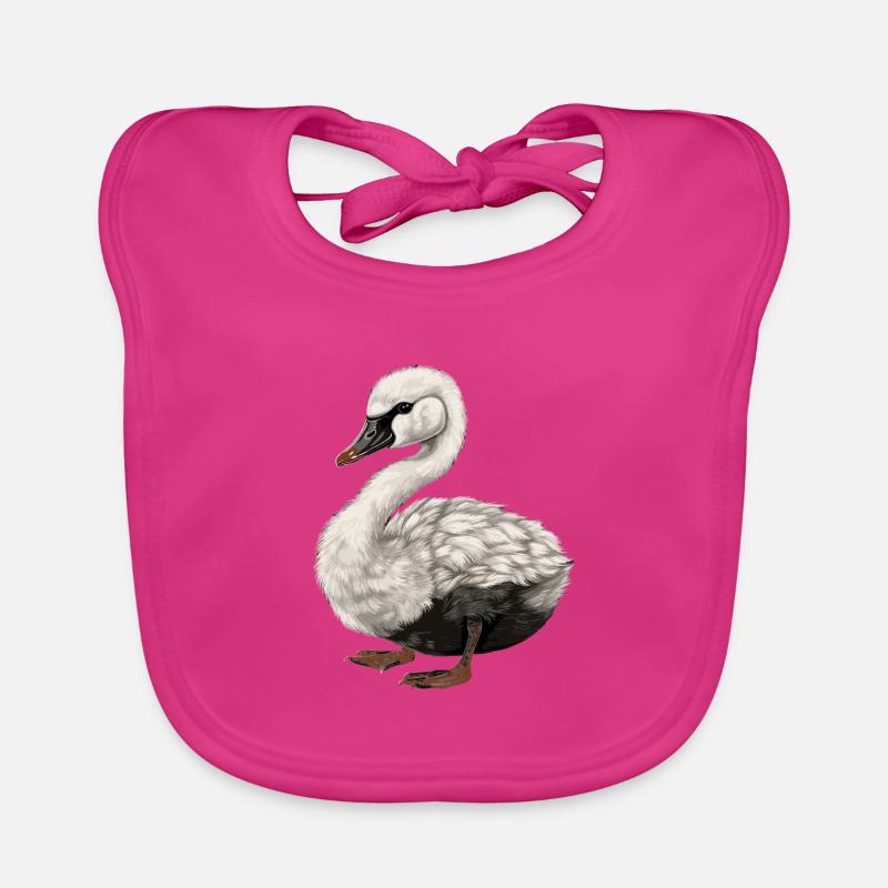 Bébé cygne Oiseau Poussin - Bavoir bio Bébé - fuchsia