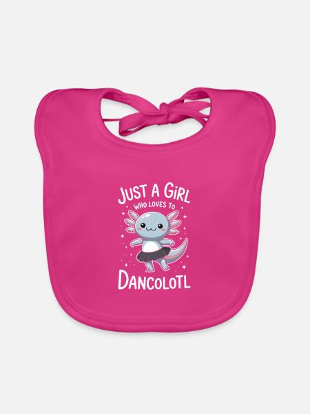 Just a girl who loves dances Axolotl Geschenkidee - Baby Bio-Lätzchen - Fuchsia - Vorne
