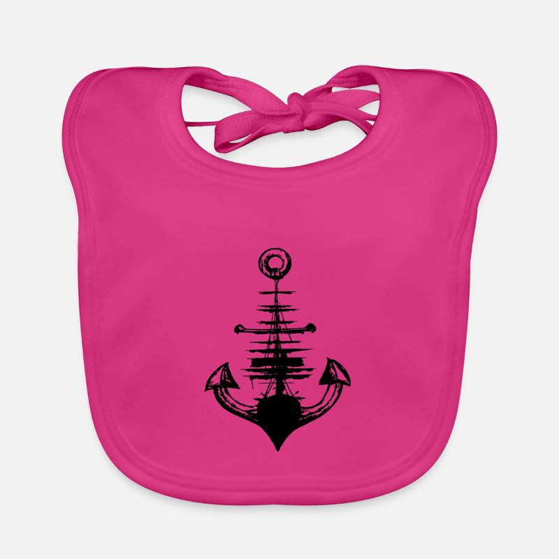 Ancre, anchor, globe-trotter Bstyled Mode récréative - Bavoir bio Bébé - fuchsia