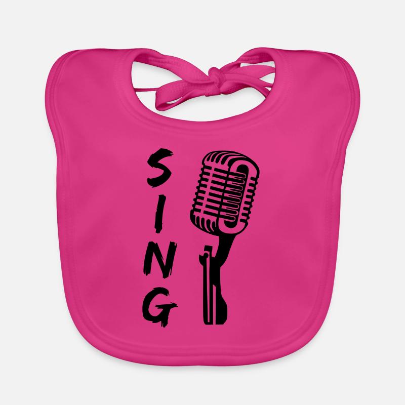 Microphone - Chanteur - Bavoir bio Bébé - fuchsia