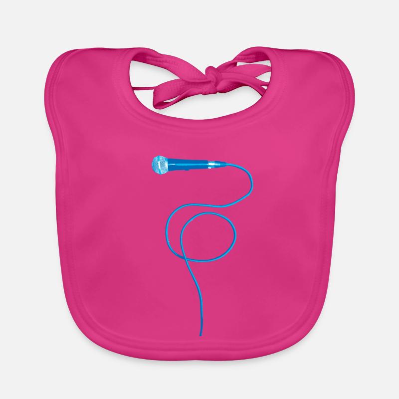 Mikrofon blau - Baby Bio-Lätzchen - Fuchsia