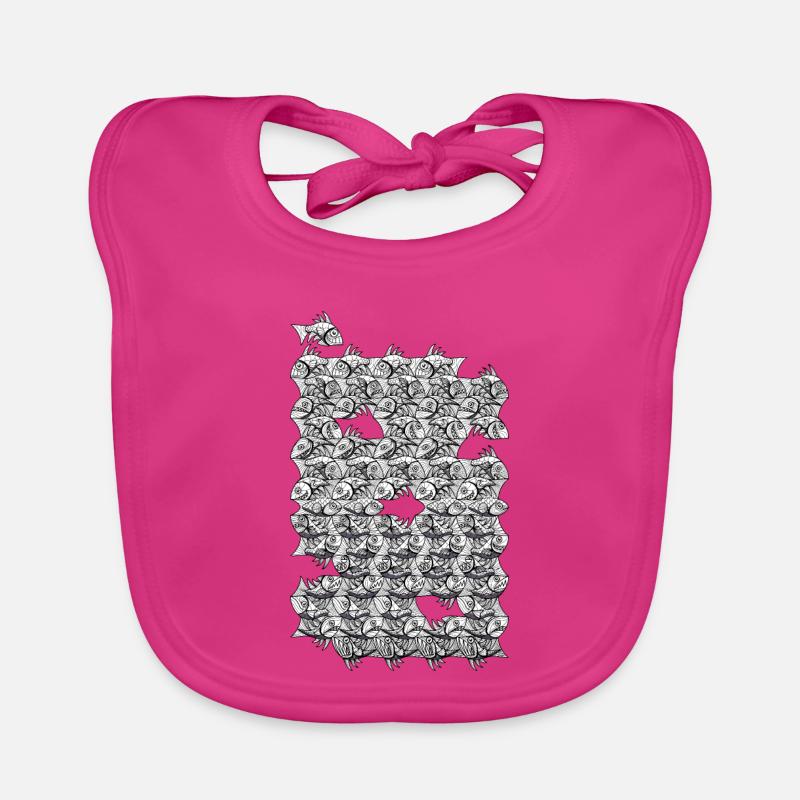 Repeated monochrome fish Organic Baby Bibs