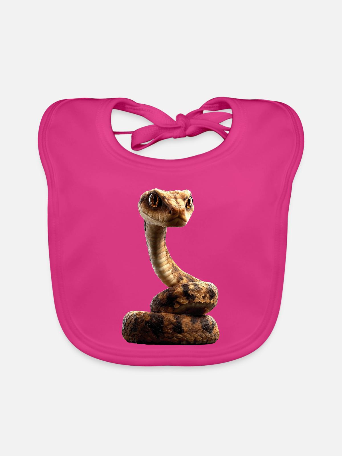 Schlange Python Kobra Klapperschlange Schlangen - Baby Bio-Lätzchen - Fuchsia - Vorne