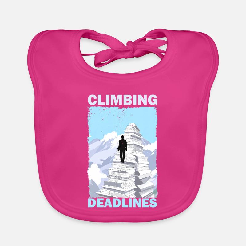 Climbing Deadlines – Funny Office Workload Mountai Organic Baby Bibs