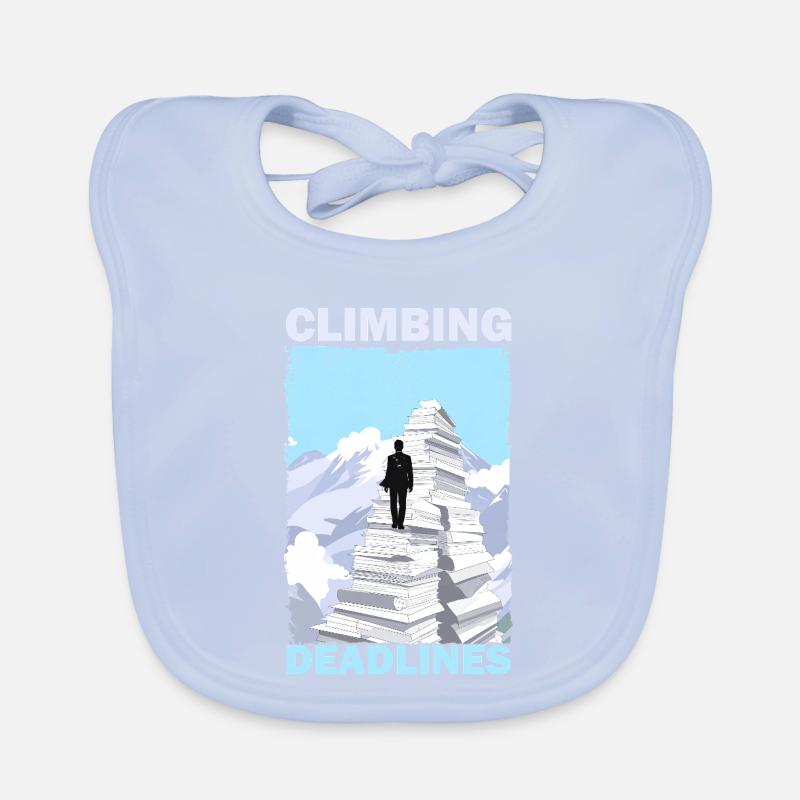 Climbing Deadlines – Funny Office Workload Mountai Organic Baby Bibs