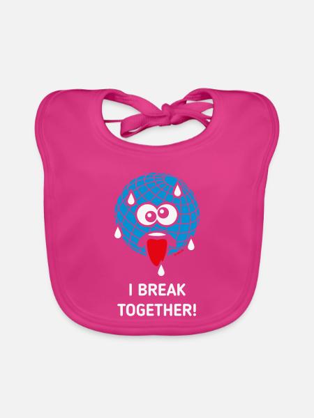 Emoticon Erde, I Break Together, Klimawandel NEG3C - Baby Bio-Lätzchen - Fuchsia - Vorne