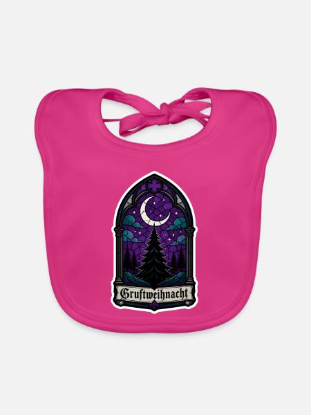 Gruftweihnacht Gothic Kirchenfenster Mond Shirt - Baby Bio-Lätzchen - Fuchsia