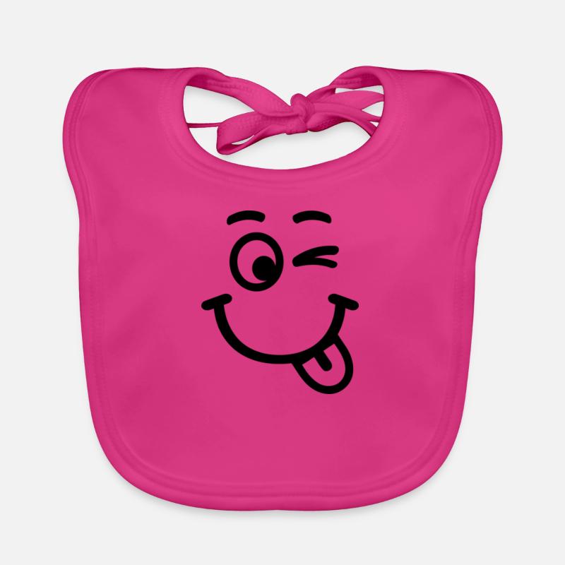 smiley rire clin d'oeil visage - Bavoir bio Bébé - fuchsia