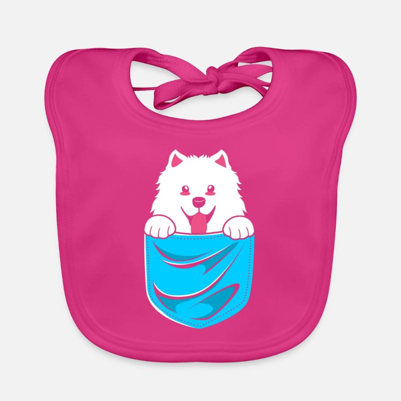 Samoyède - Bavoir bio Bébé - fuchsia