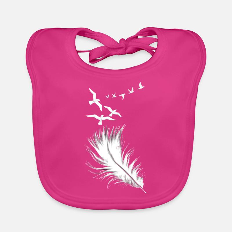Feder - Baby Bio-Lätzchen - Fuchsia