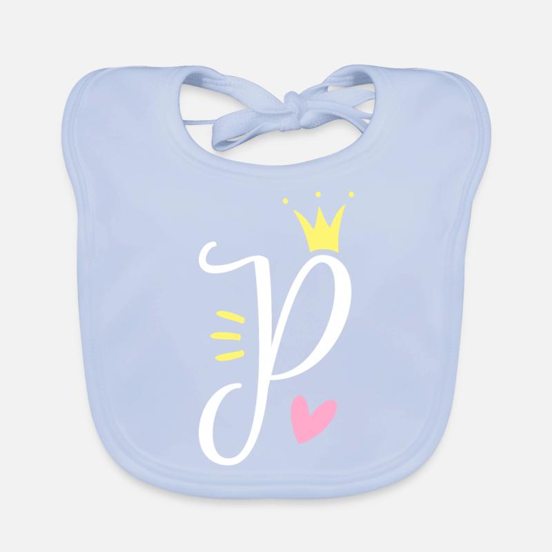 Buchstabe P Anfangsbuchstabe Krone Baby Bio-Lätzchen