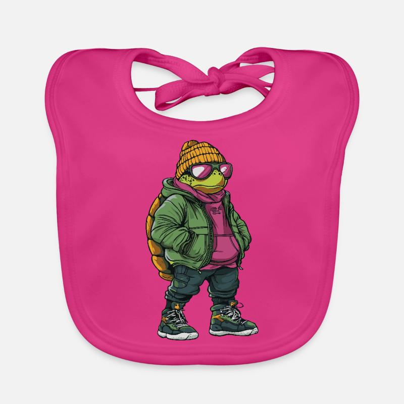 Turtle Funny Winter Organic Baby Bibs