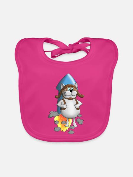 Nouveau départ - Rocket - Comic - Bavoir bio Bébé - fuchsia - Devant