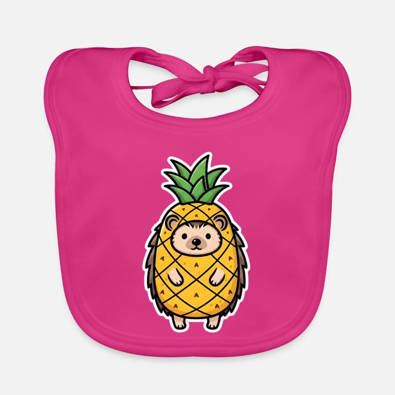 Pineapple Hedgehog Mascot Hedgehog in Pineapple Costume Organic Baby Bibs