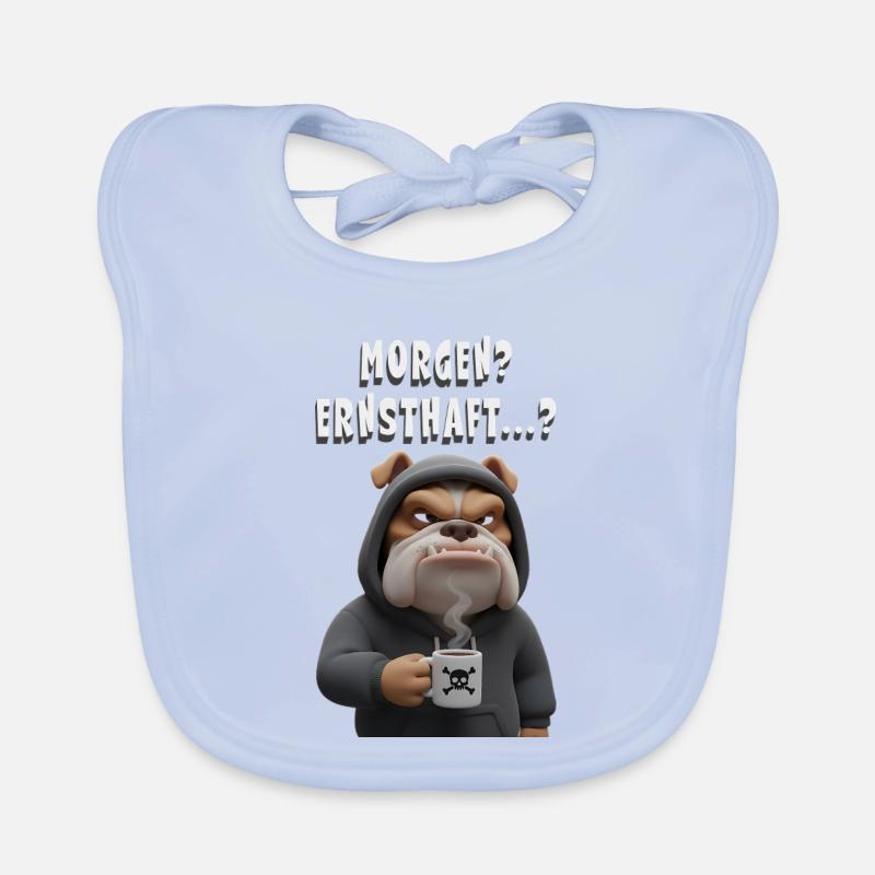 Grumpy Bulldog with Coffee Saying Organic Baby Bibs