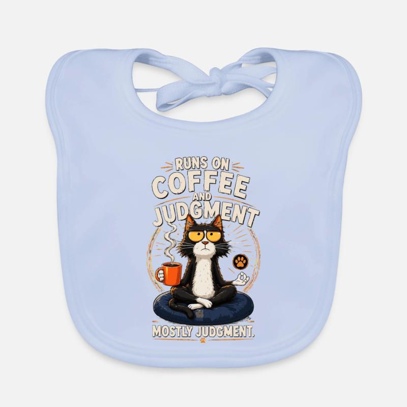 Coffee Cat Meditating: Judgment Zen Organic Baby Bibs