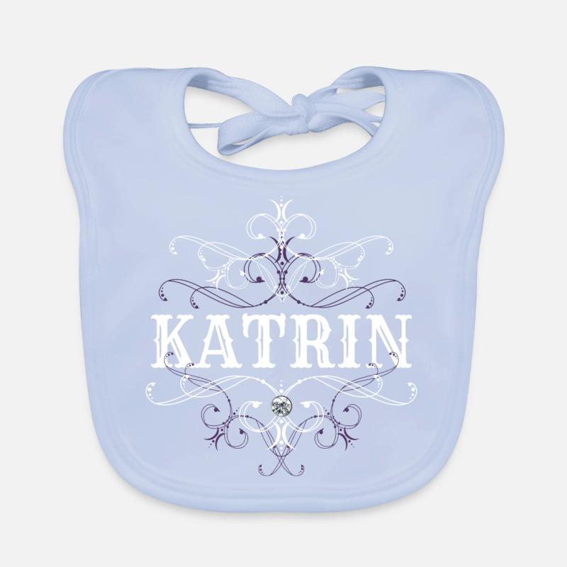 Katrin Surname First name personalized Organic Baby Bibs