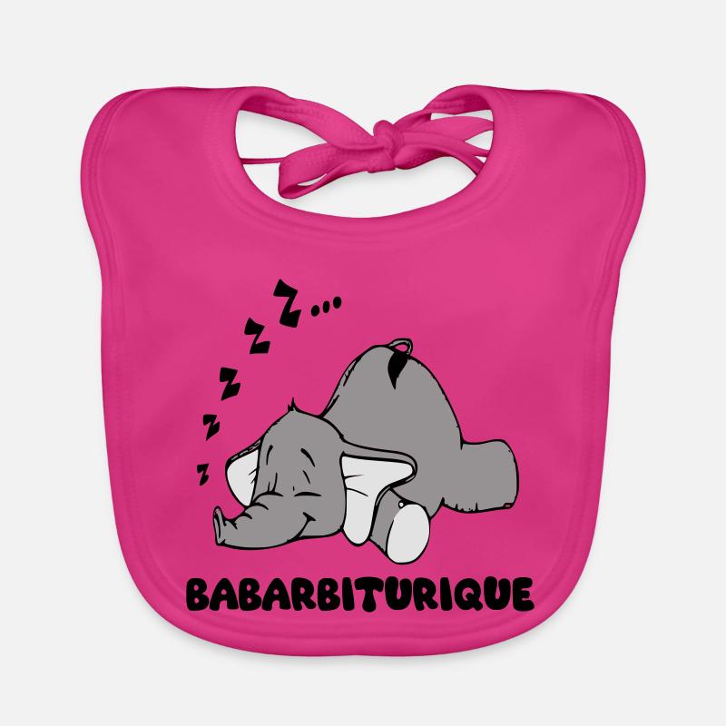 Éléphant Endormi avec le titre babarbiturique Bavoir bio Bébé
