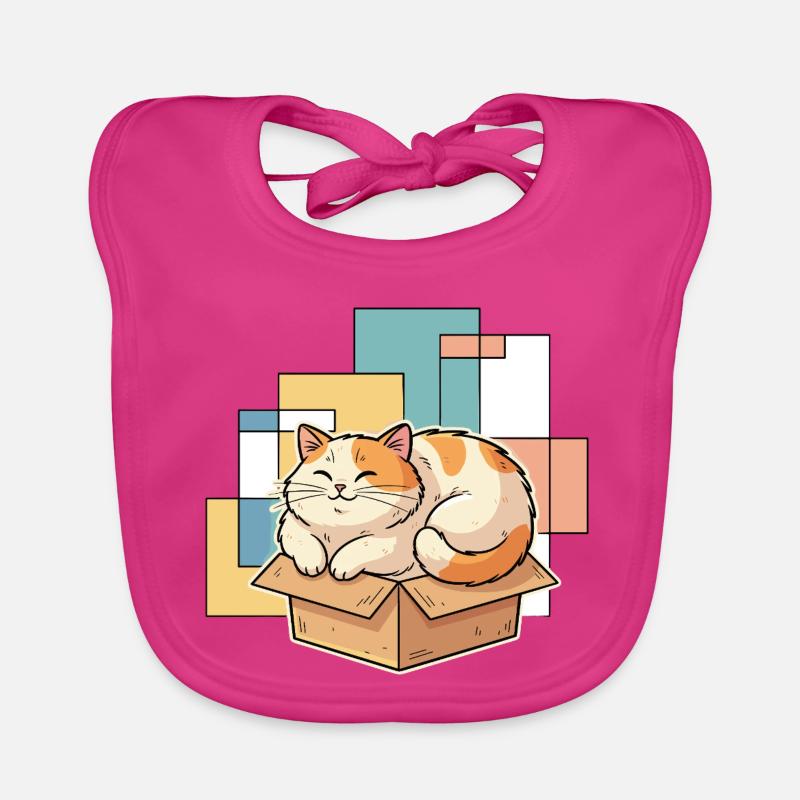 Cat happiness in a box Organic Baby Bibs