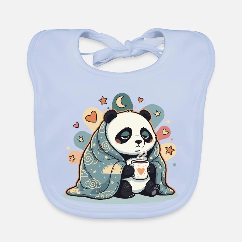 Cuddly panda under cloud cover Organic Baby Bibs
