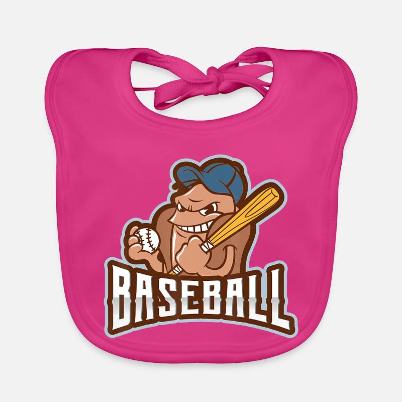 Mascotte de baseball batteur renégat - Bavoir bio Bébé - fuchsia