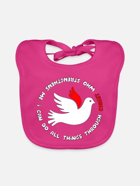 Dove with bible verse - Baby Bio-Lätzchen - Fuchsia