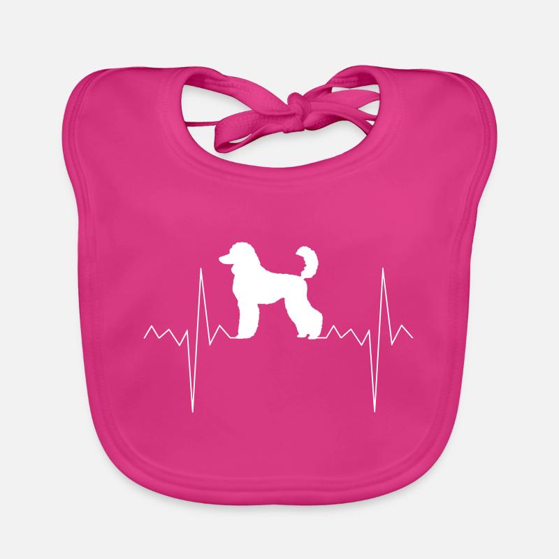 Herzfrequenz Herzschlag Herzlinie Pudel Geschenk - Baby Bio-Lätzchen - Fuchsia