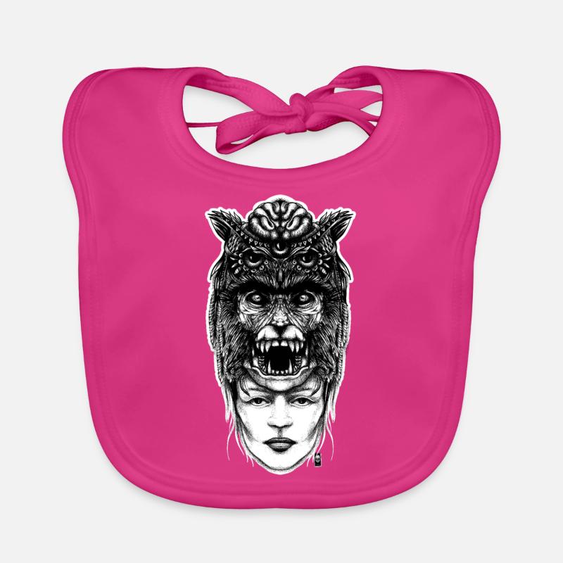 WolfGirl Second - Bavoir bio Bébé - fuchsia