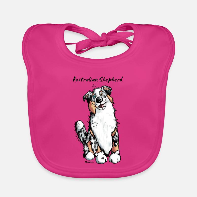 Witziger Australian Shepherd - Baby Bio-Lätzchen - Fuchsia