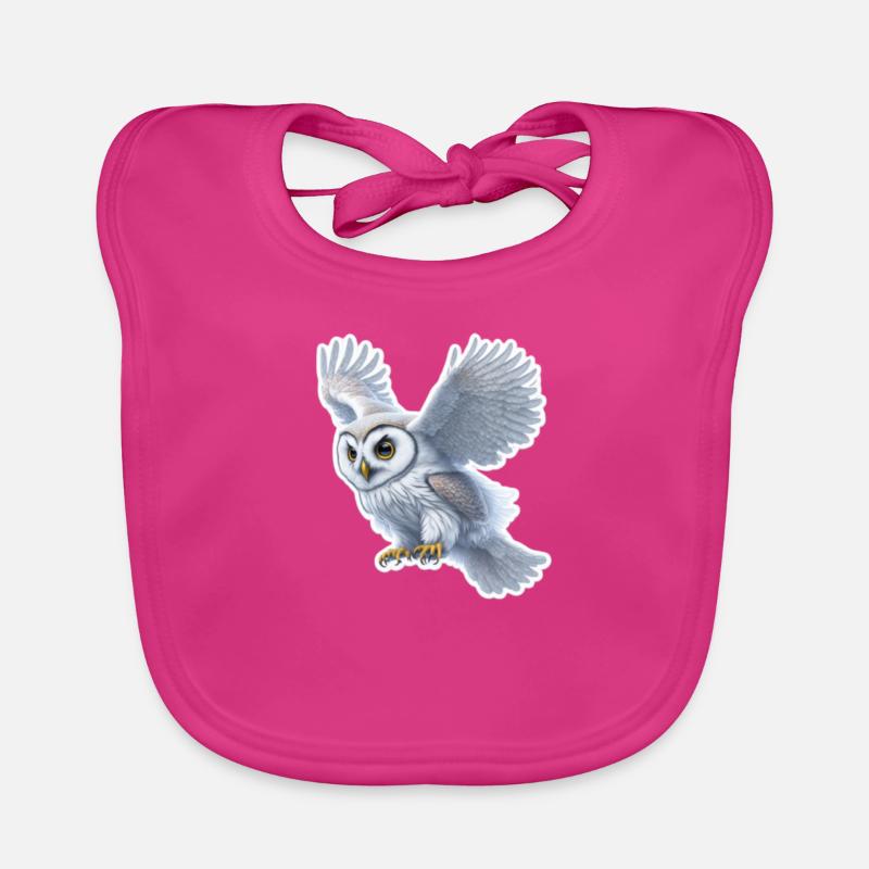 Eulenflug Sticker - Baby Bio-Lätzchen - Fuchsia