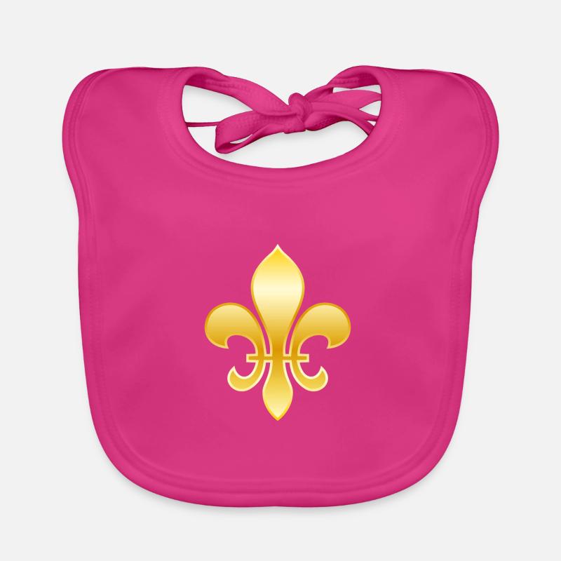 Fleur de Lys / Fleur de Lis Metallic-Gold-Look - Baby Bio-Lätzchen - Fuchsia