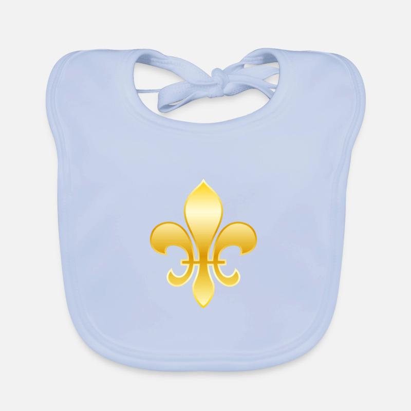 Fleur de Lys / Fleur de Lis Aspect or métallisé Bavoir bio Bébé
