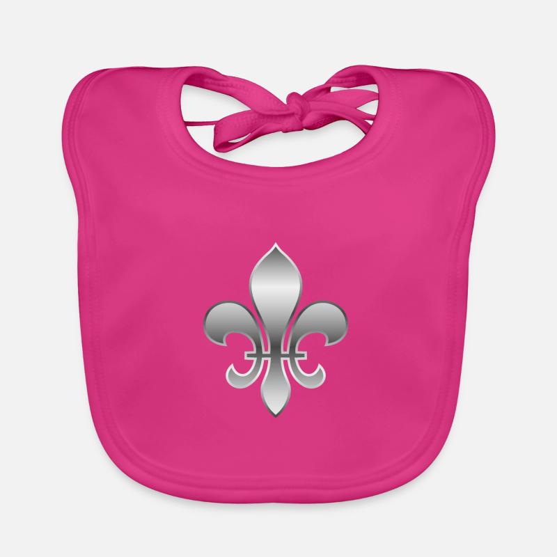 Fleur de Lys / Fleur de Lis Metallic-Silber-Look Baby Bio-Lätzchen