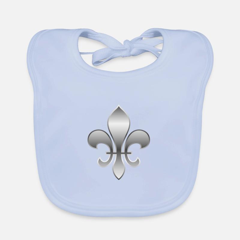 Fleur de Lys / Fleur de Lis Metallic silver look Organic Baby Bibs