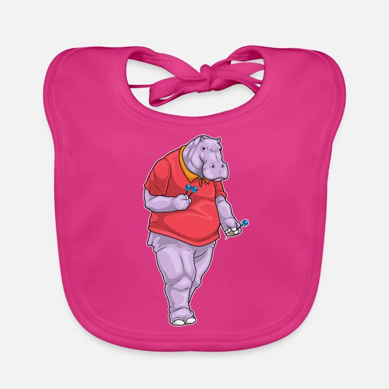 Fléchette hippopotame - Bavoir bio Bébé - fuchsia