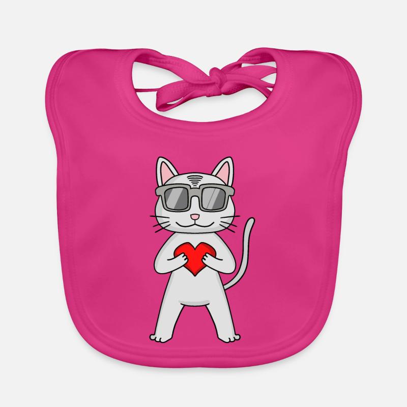 Devon Rex mit Sonnenbrille und Herz Baby Bio-Lätzchen