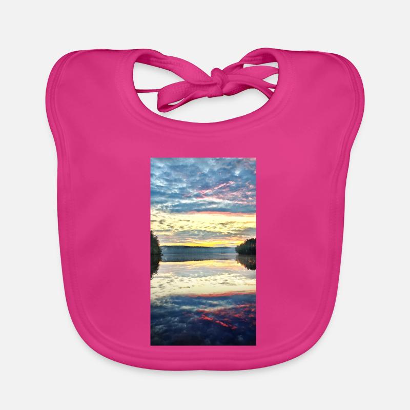 Sunset at the quiet lake Organic Baby Bibs