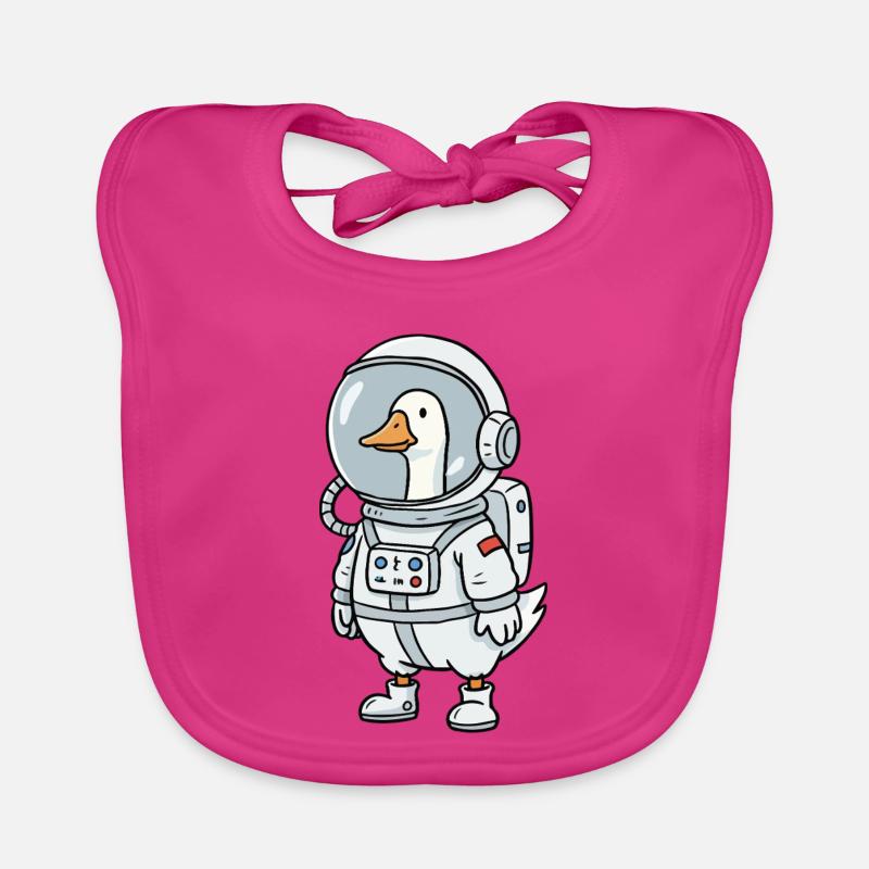 Astronaute de l’Oie de l’Espace - Bavoir bio Bébé - fuchsia