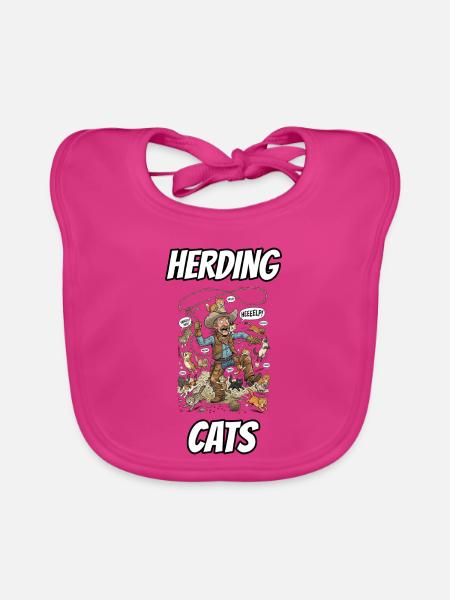 Herding Cats – Lustige, wörtliche Idiom-Zeichentrickserie - Baby Bio-Lätzchen - Fuchsia - Vorne