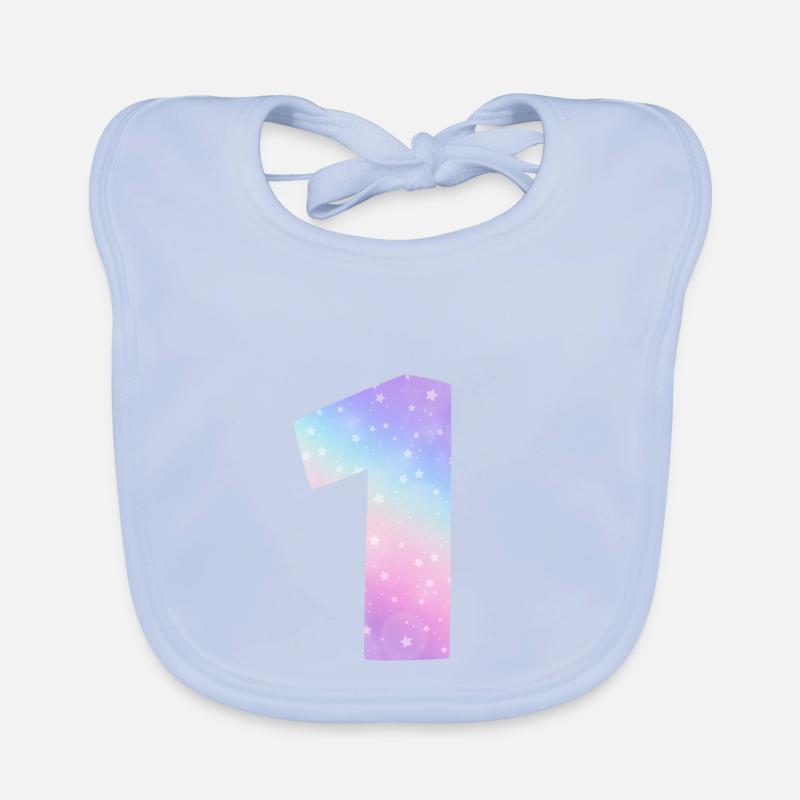 Erster Geburtstag | Regenbogen-Eins mit Sternen Baby Bio-Lätzchen
