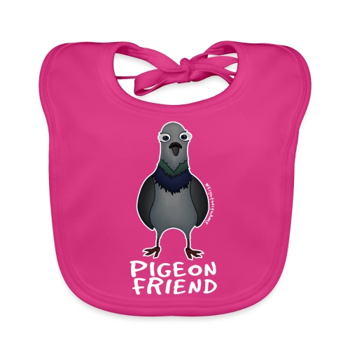 Amy's 'Pigeon Friend' design (white txt) - Organic Baby Bibs