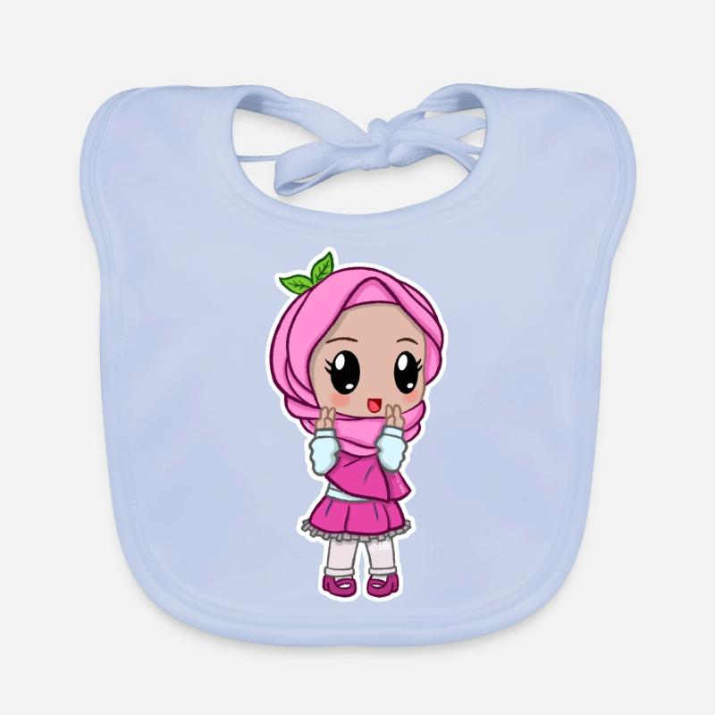 Fille mignonne dans le hijab rose Bavoir bio Bébé