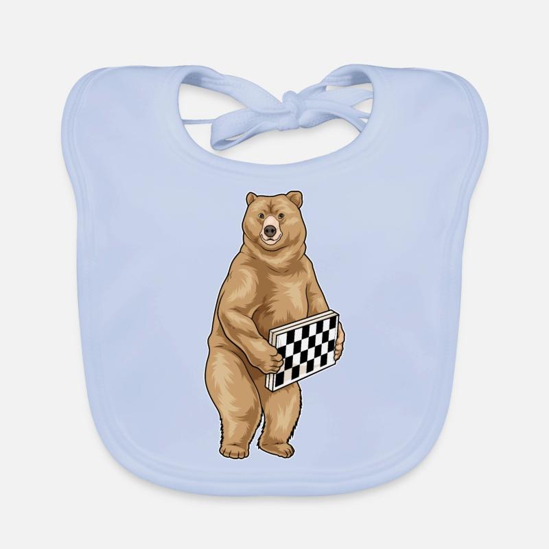Ours Échiquier Echecs Bavoir bio Bébé