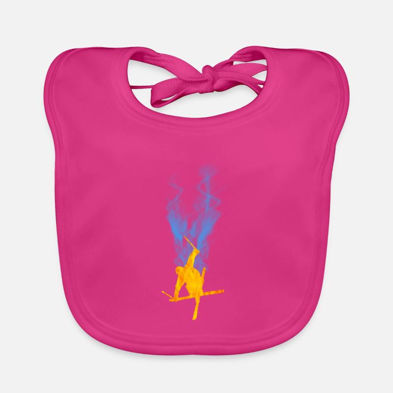 Flamme de ski acrobatique - Bavoir bio Bébé - fuchsia