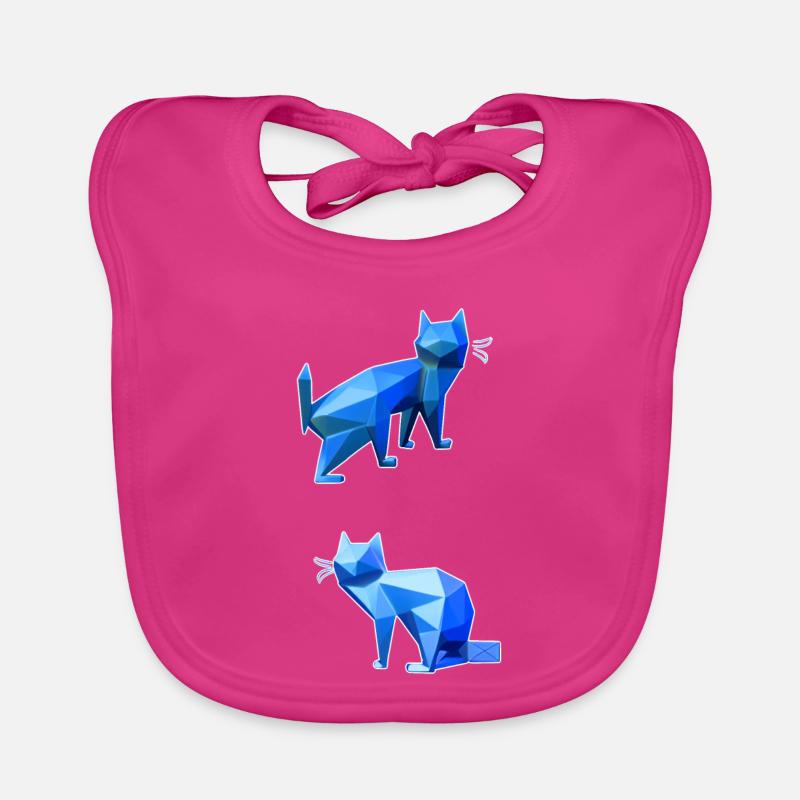 Duo Chat Polygone Bleu Bavoir bio Bébé