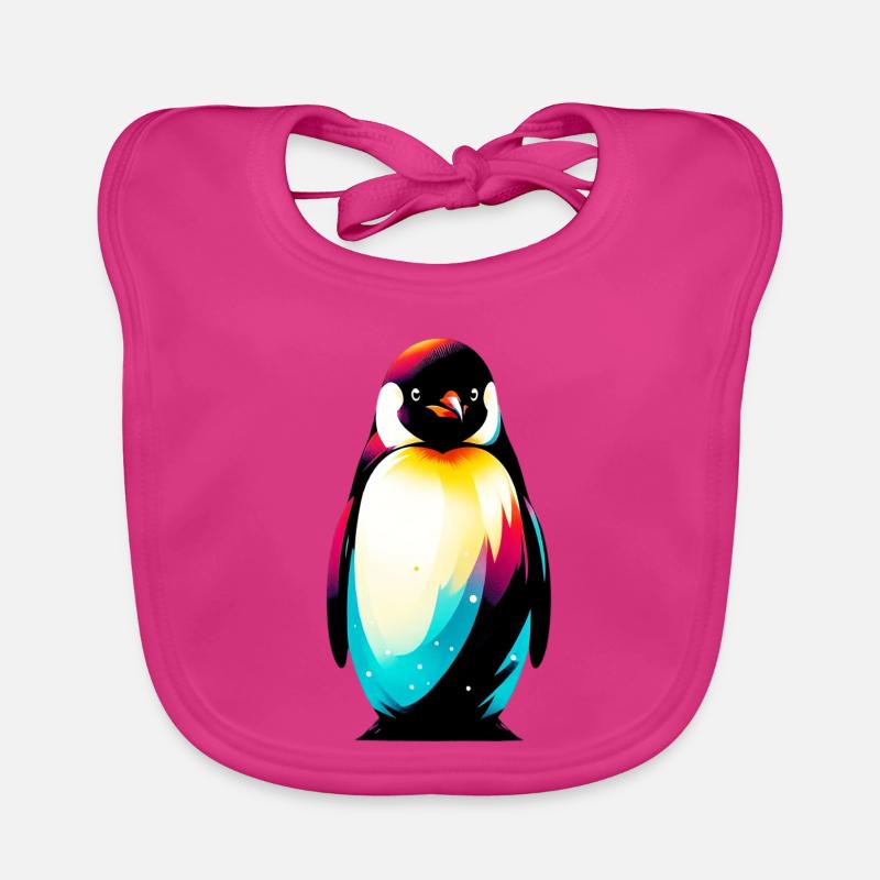 Pinguin - Baby Bio-Lätzchen - Fuchsia