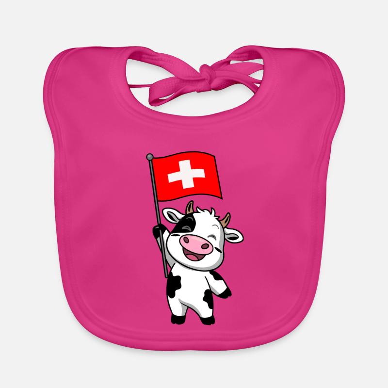 Schweizer Kuh - Baby Bio-Lätzchen - Fuchsia