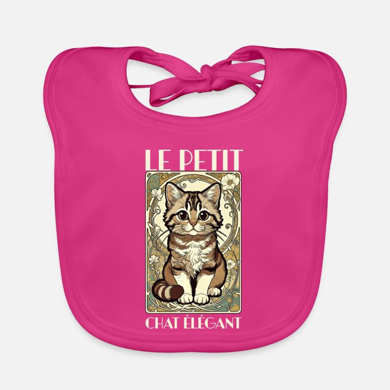 Le Petit Chat Élégant – Jugendstil Katze - Baby Bio-Lätzchen - Fuchsia