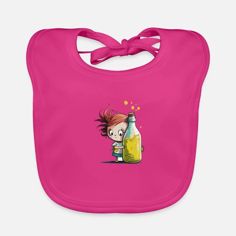 Illustration Comic Cute Kawaii Mädchen Flasche Baby Bio-Lätzchen