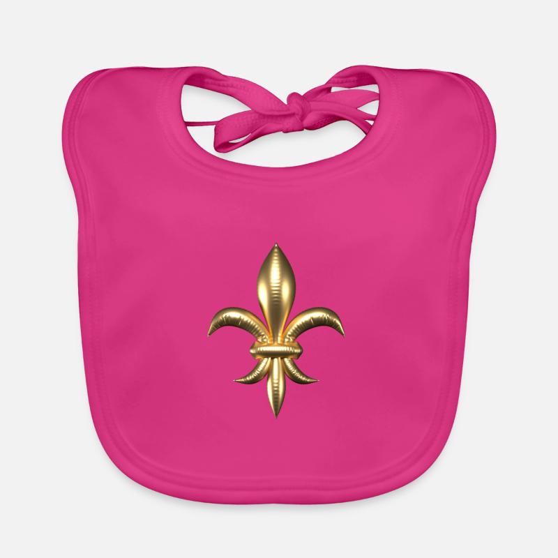 Fleur de Lys / Fleur de Lis à l’aspect or ballon - Bavoir bio Bébé - fuchsia